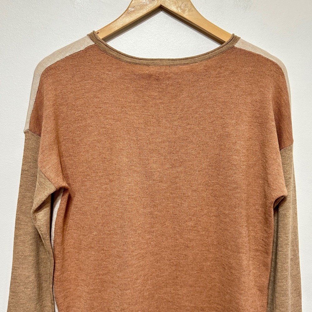 NEW Smartwool Shadow Pine Sweater Medium Almond Heather Colorblock Merino Wool - Picture 10 of 11